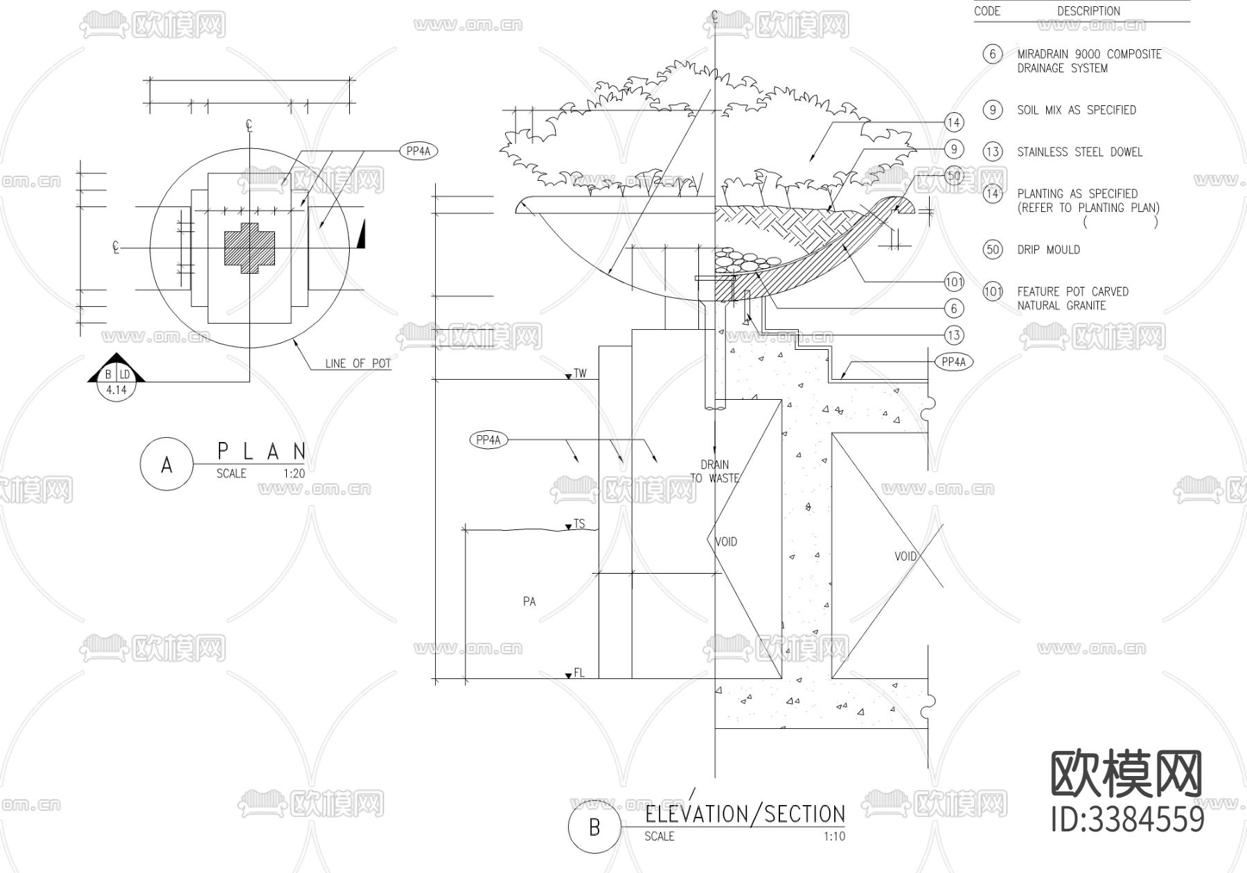70套花坛花钵节点CAD图库下载（渲染图4）