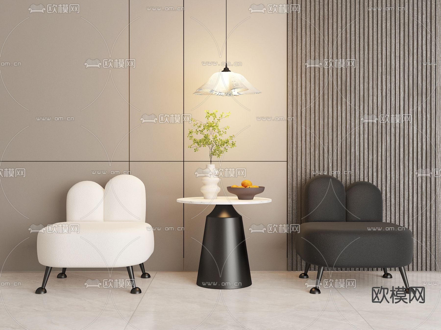 现代休闲桌椅3d模型下载