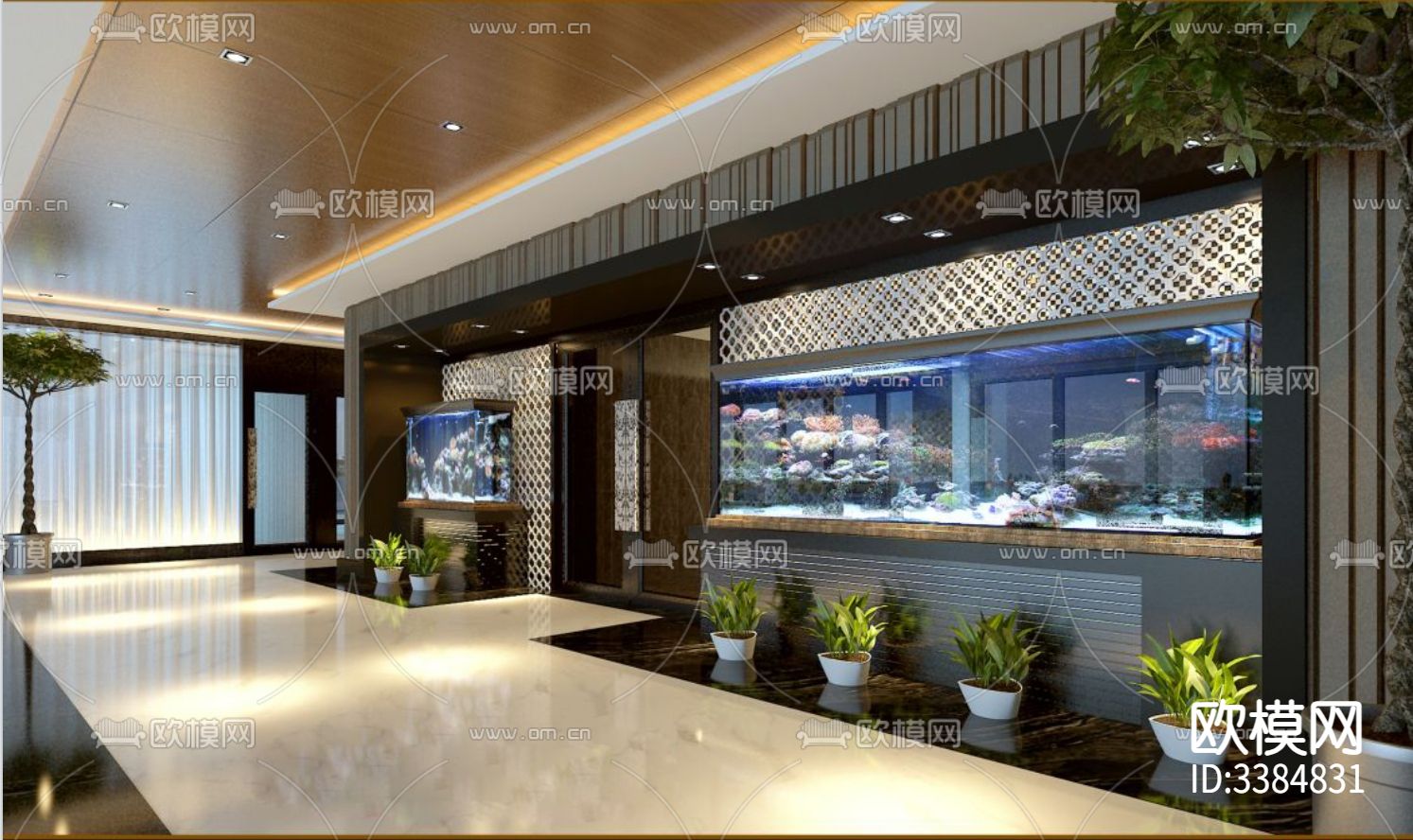 城市花园七层办公室CAD施工图下载（渲染图9）