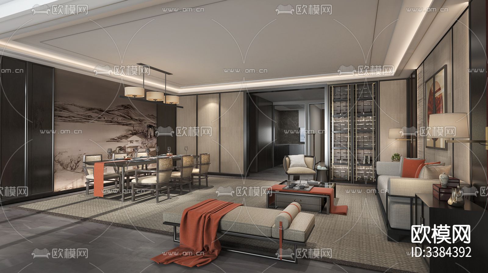 独野湾下叠别墅 CAD施工图下载（渲染图3）