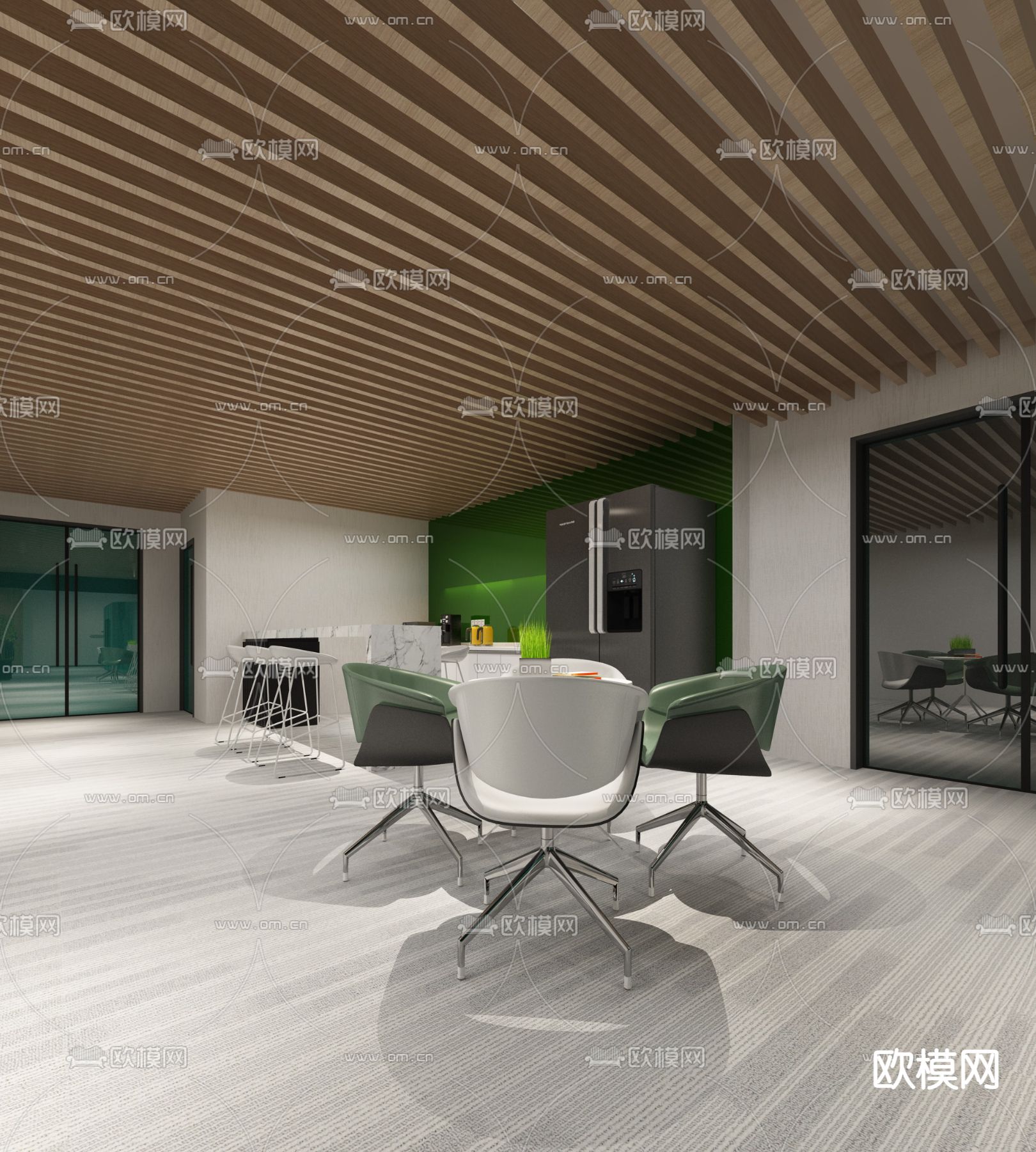 科技公司前台 接待3d模型下载（渲染图4）