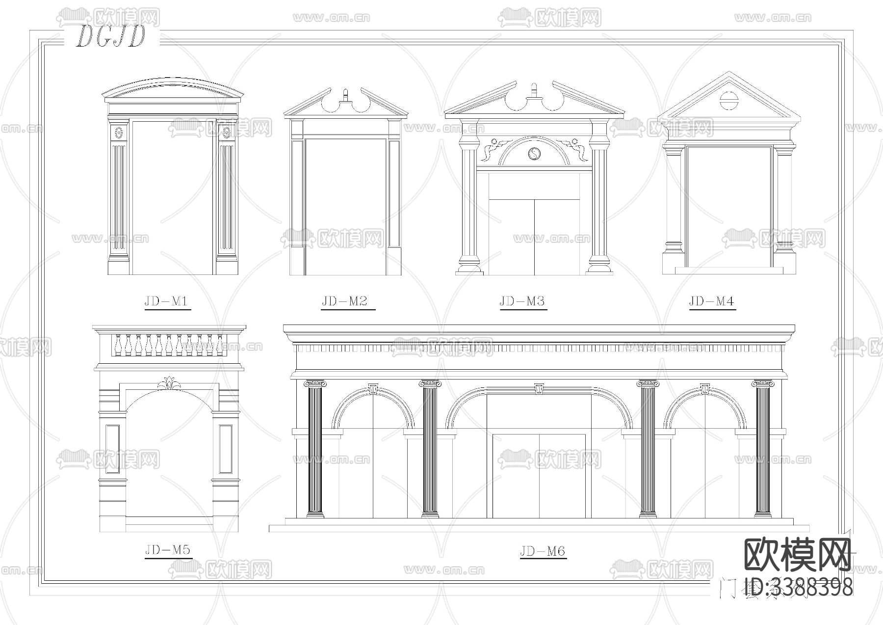 欧式建筑构件cad图库下载（渲染图2）