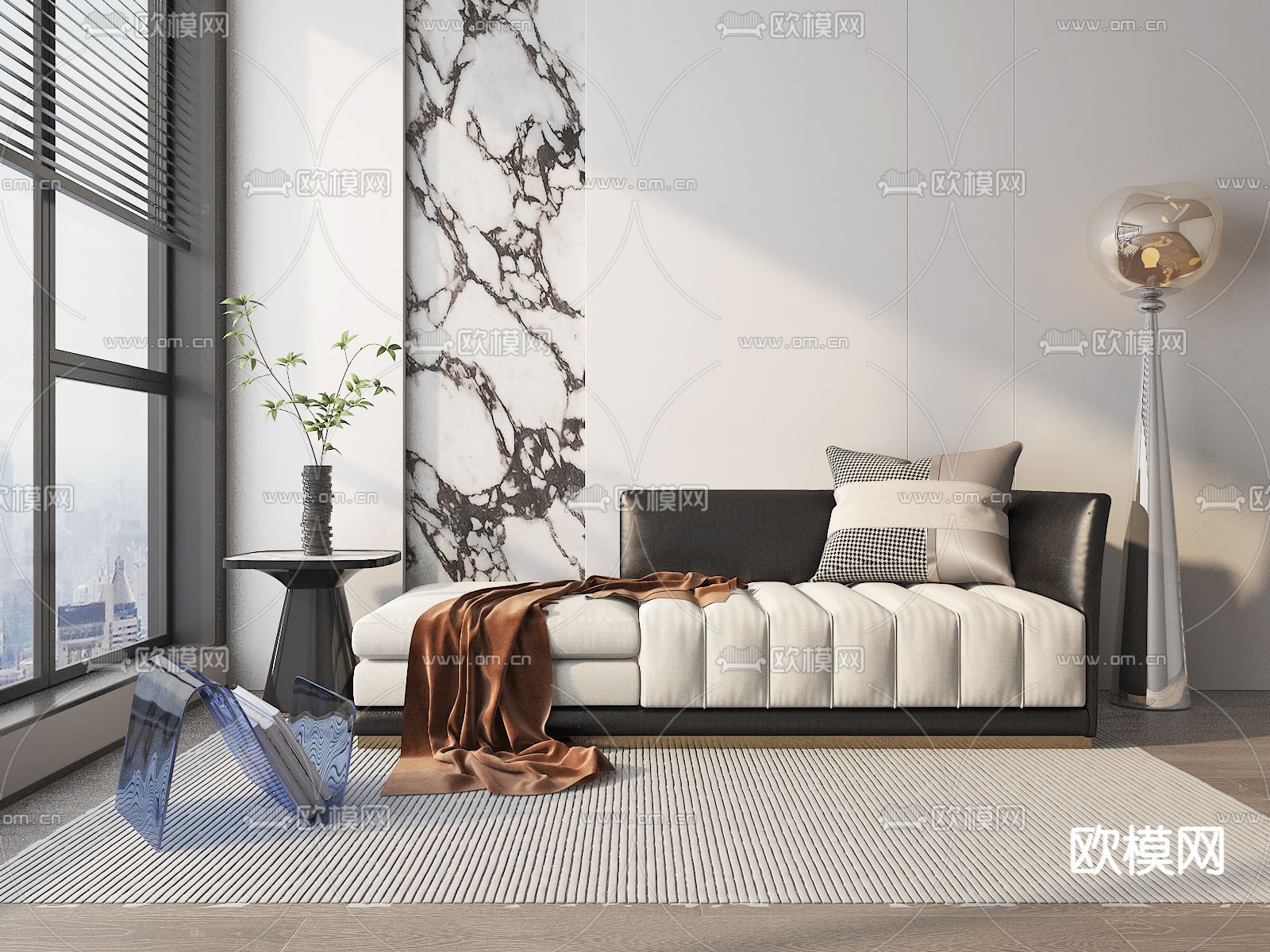 现代贵妃椅 躺椅su模型下载（渲染图2）