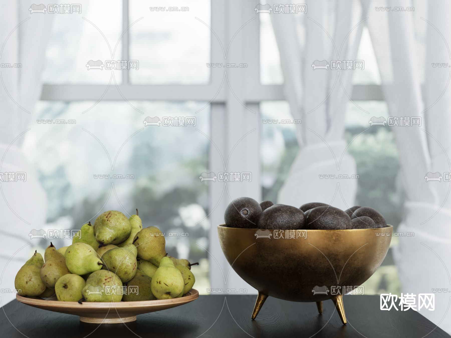 水果 果盘 鸭梨su模型下载（渲染图2）