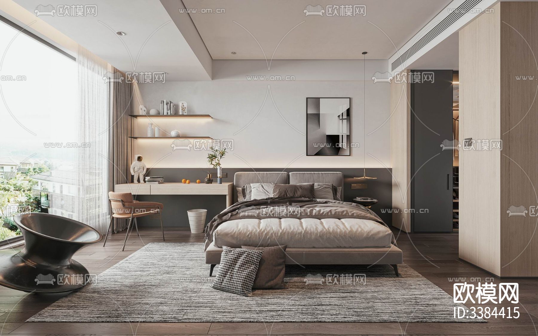 现代别墅CAD施工图下载（渲染图2）