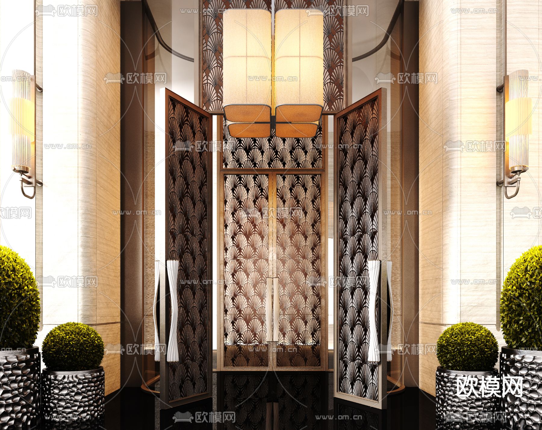 酒店中庭前厅3d模型下载