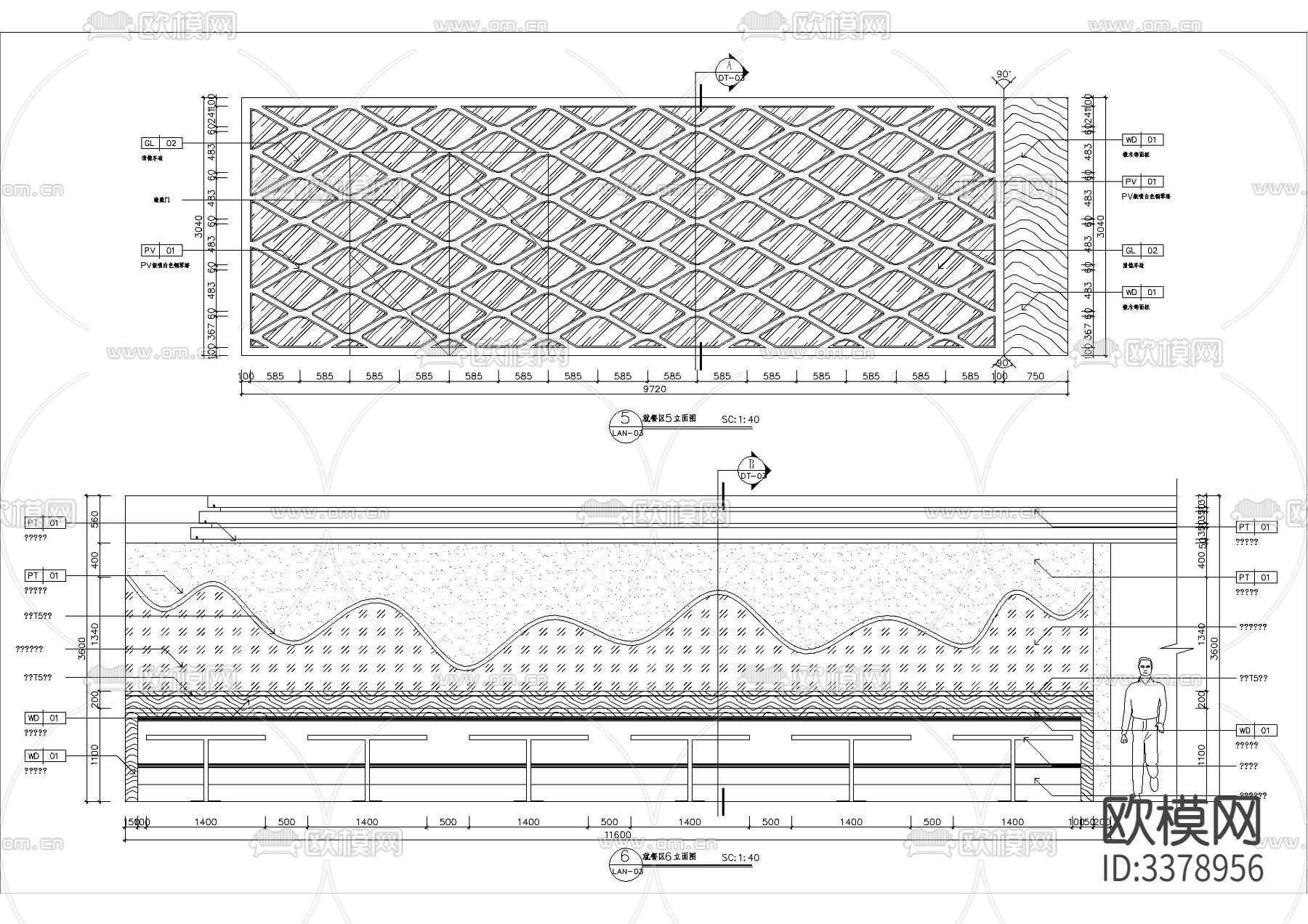 现代自助餐厅CAD施工图下载（渲染图6）
