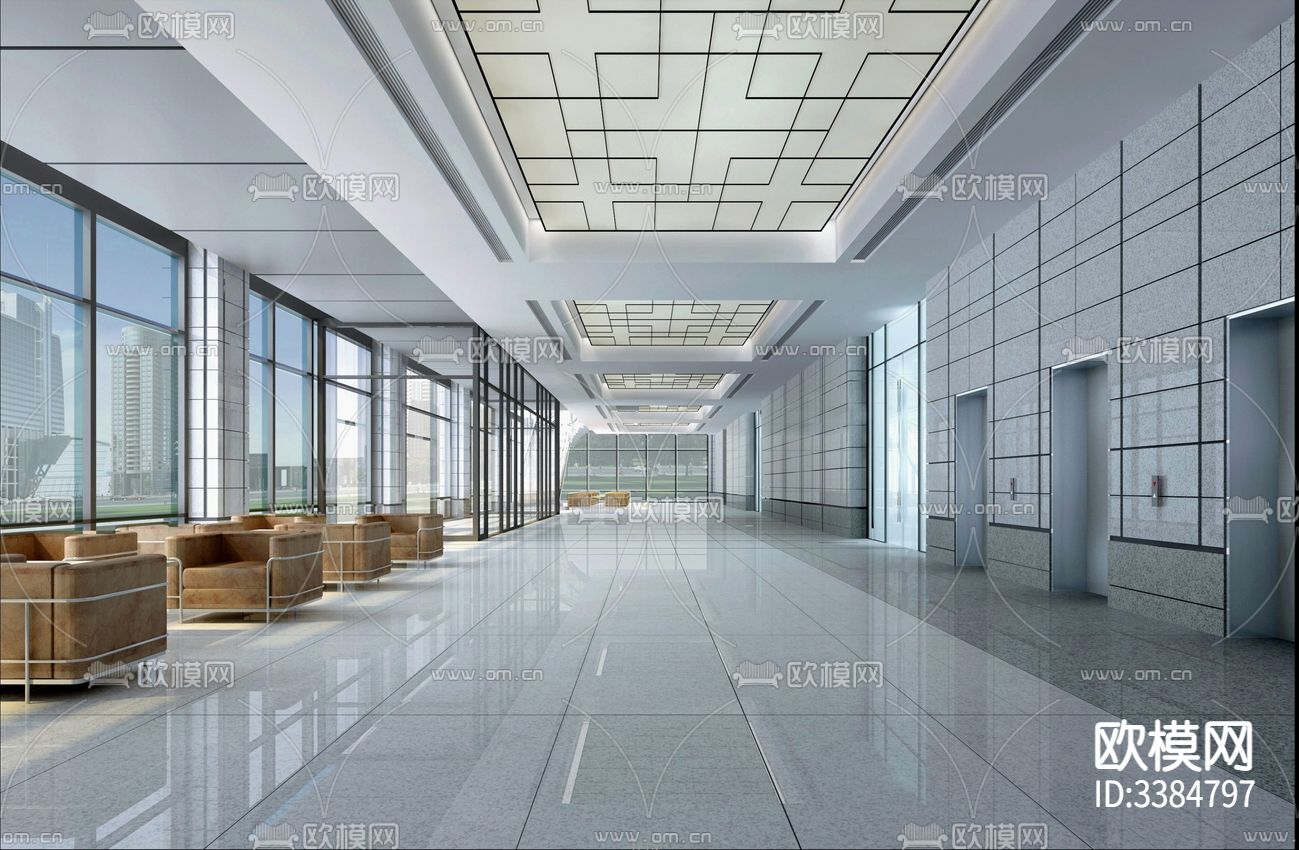 石油指挥中心企业办公室cad施工图下载（渲染图5）