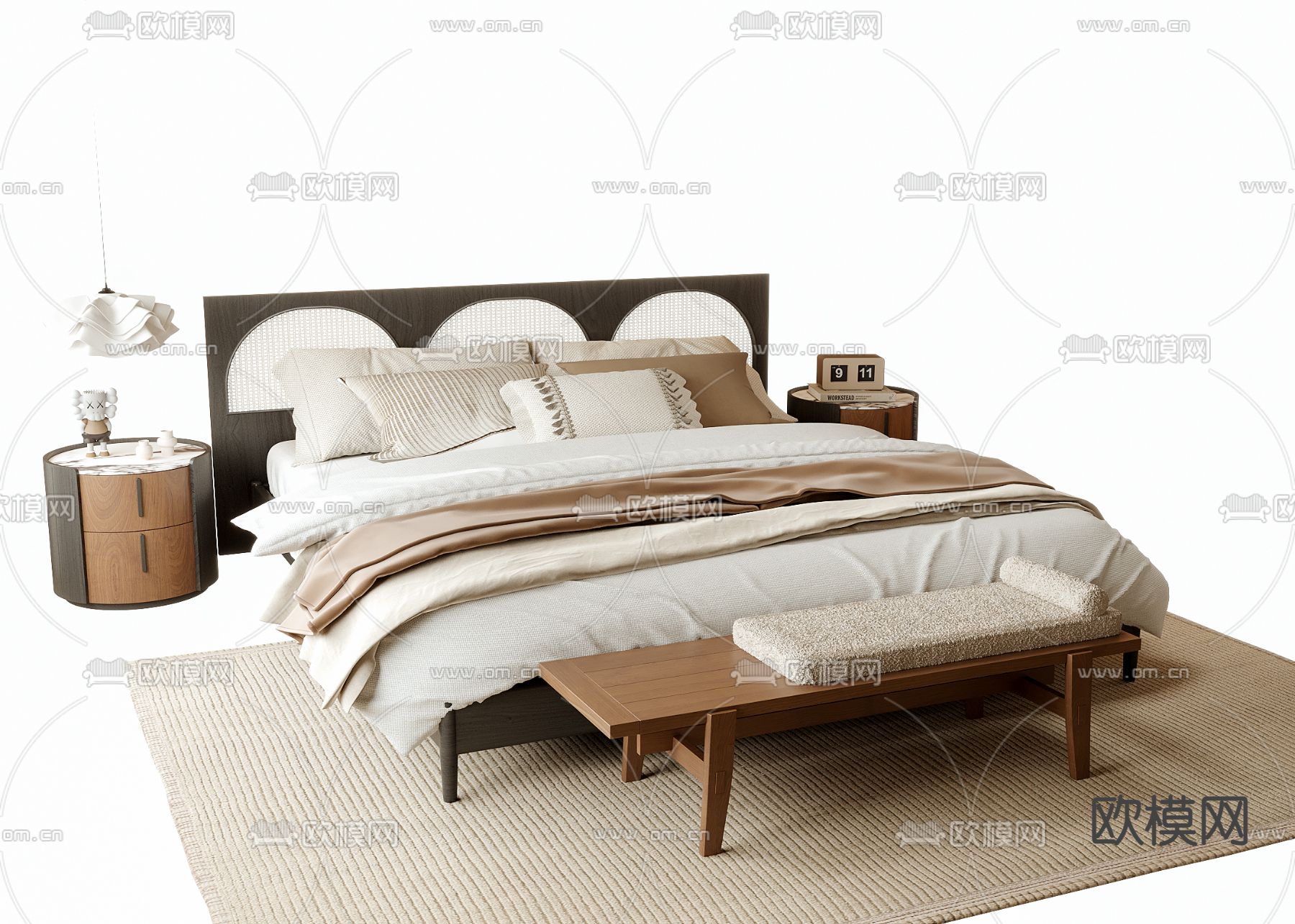 法式双人床3d模型下载