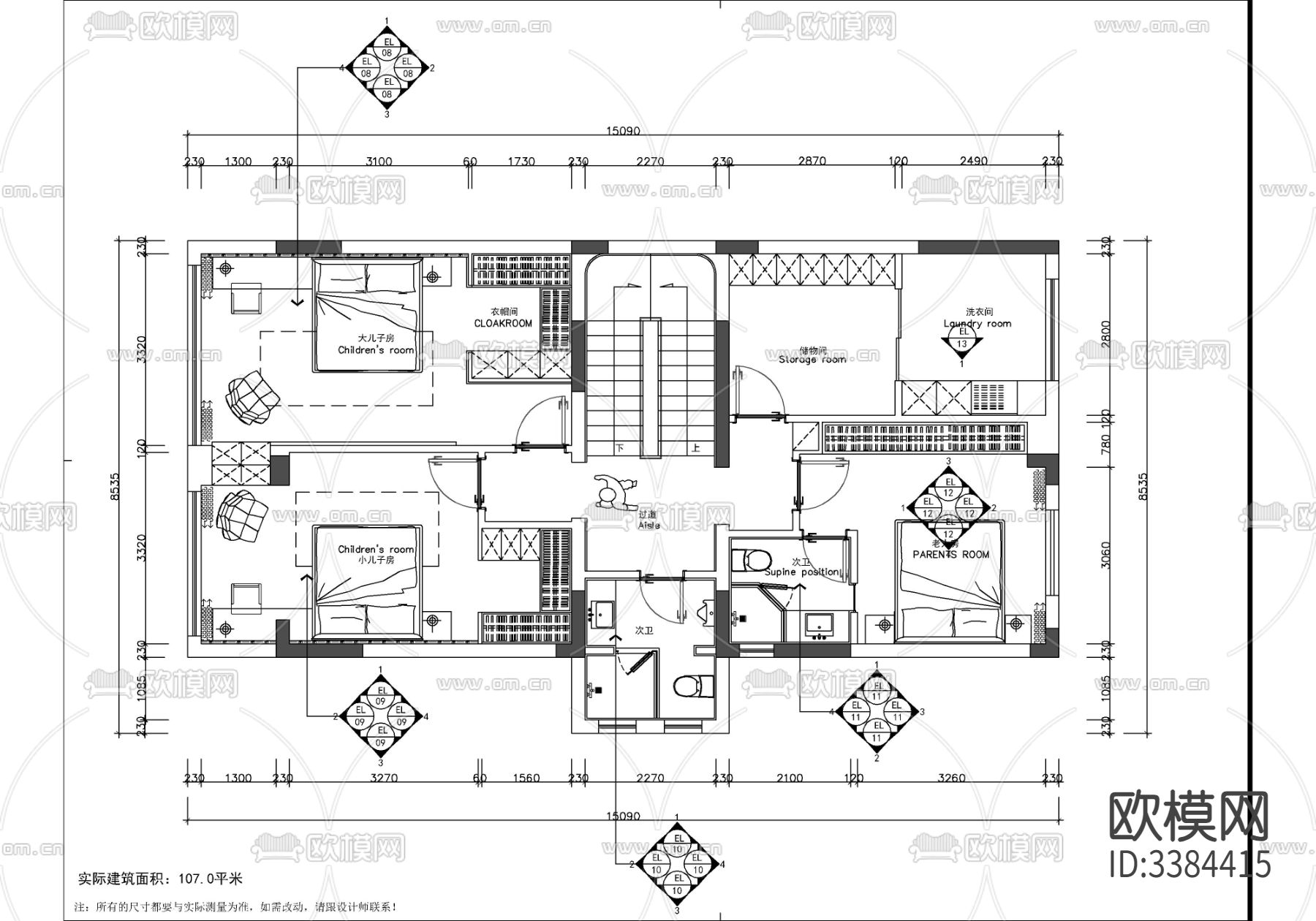 现代别墅CAD施工图下载（渲染图5）