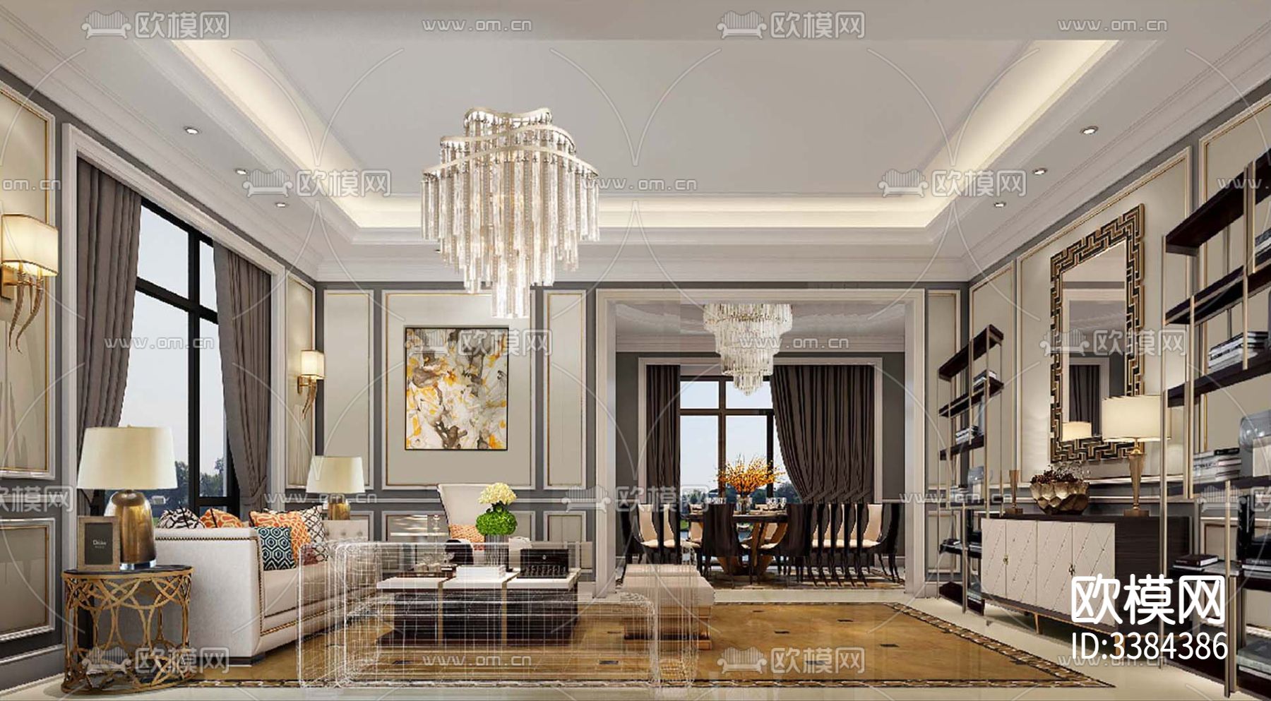 碧桂园别墅CAD施工图下载（渲染图1）