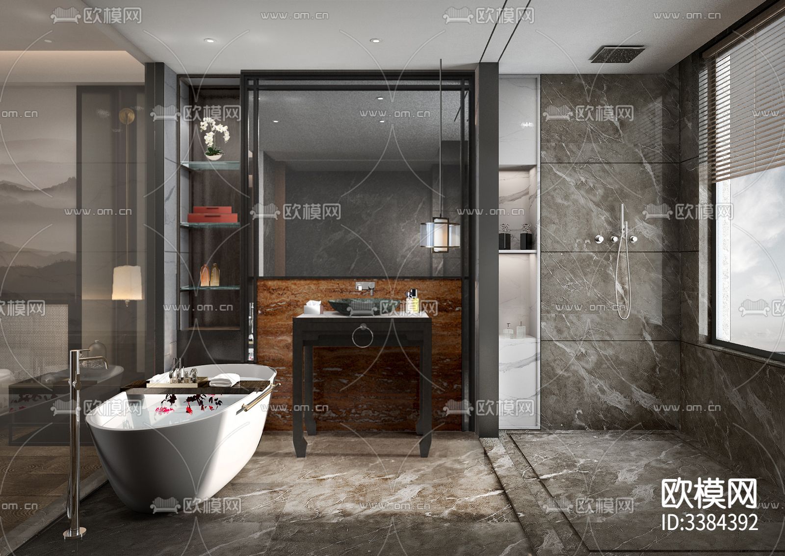 独野湾下叠别墅 CAD施工图下载（渲染图1）