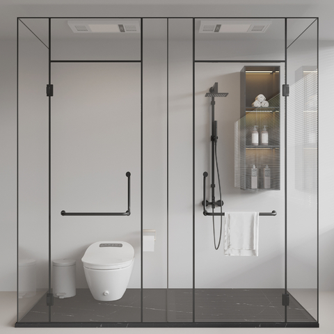  玻璃淋浴房 卫生间su模型 