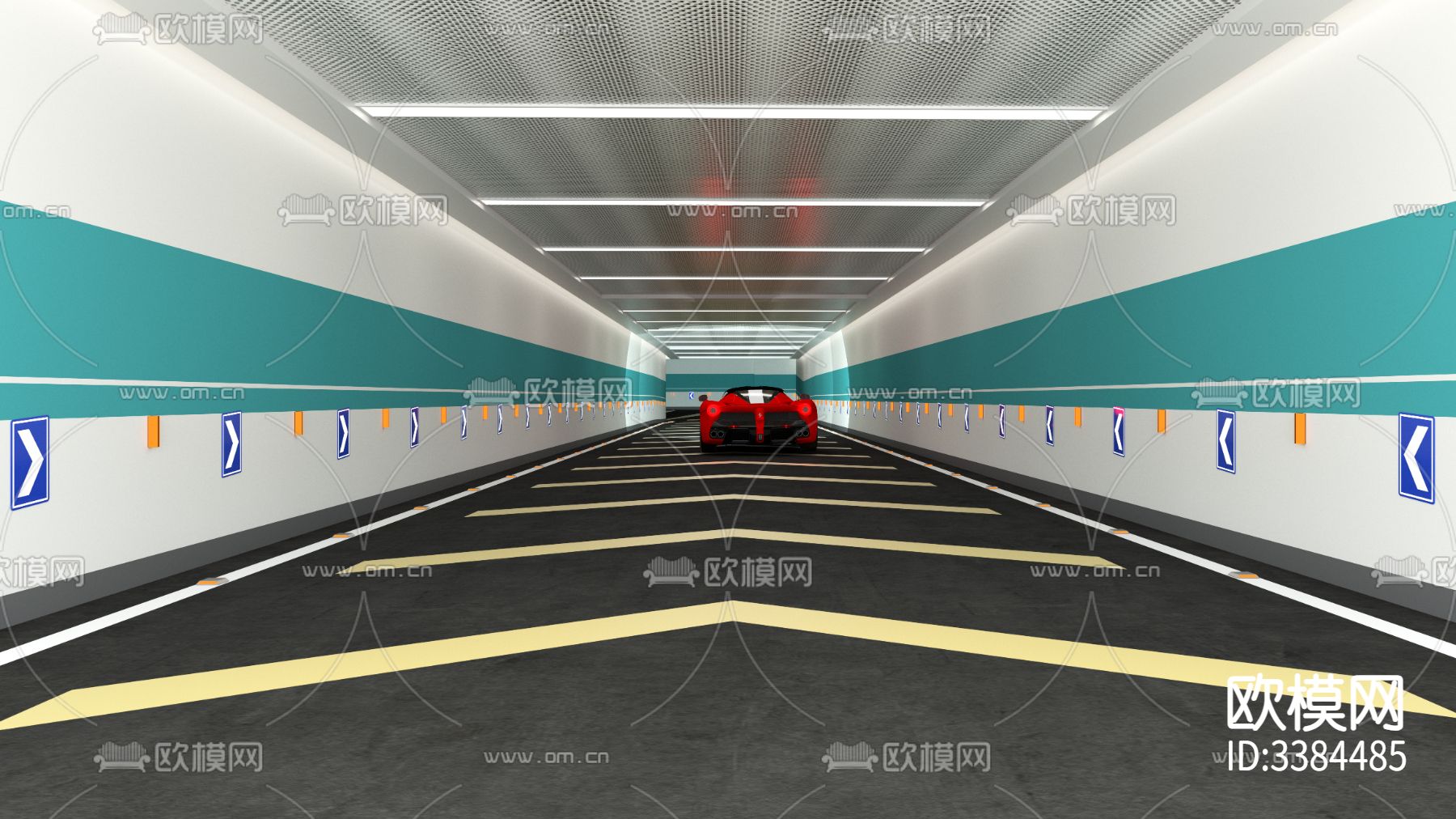 简约地下停车场CAD施工图下载（渲染图6）