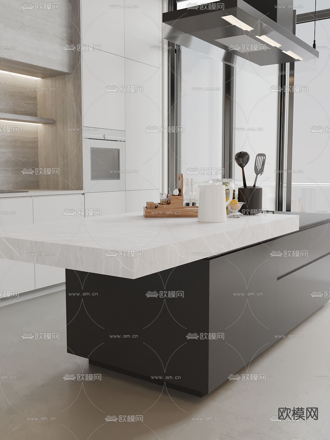 现代厨房摆件 厨具 铲子 调料 水壶3d模型下载