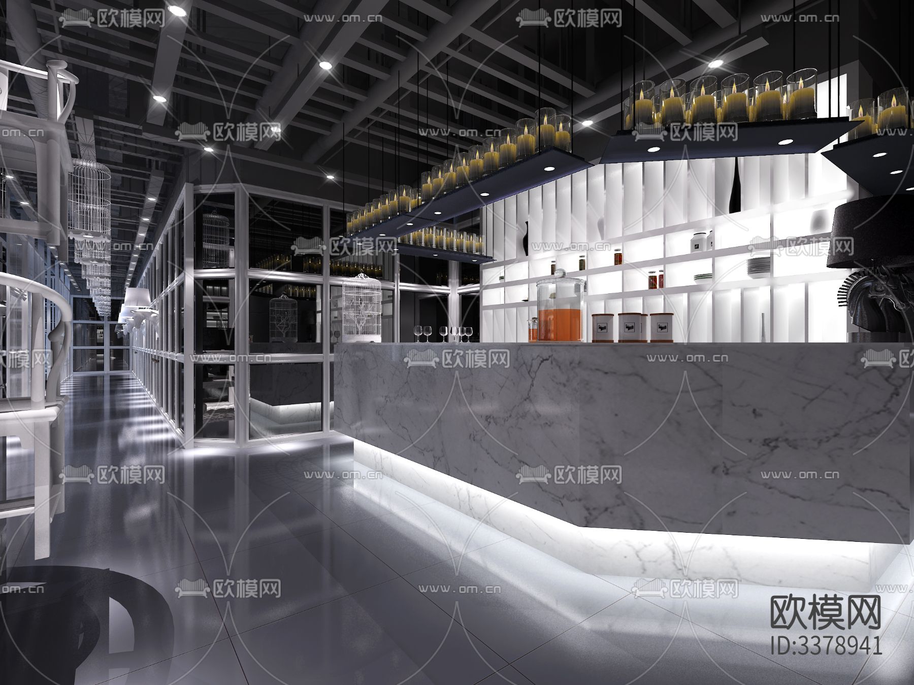 马仕玖煲丹露店餐饮酒店CAD施工图下载（渲染图10）