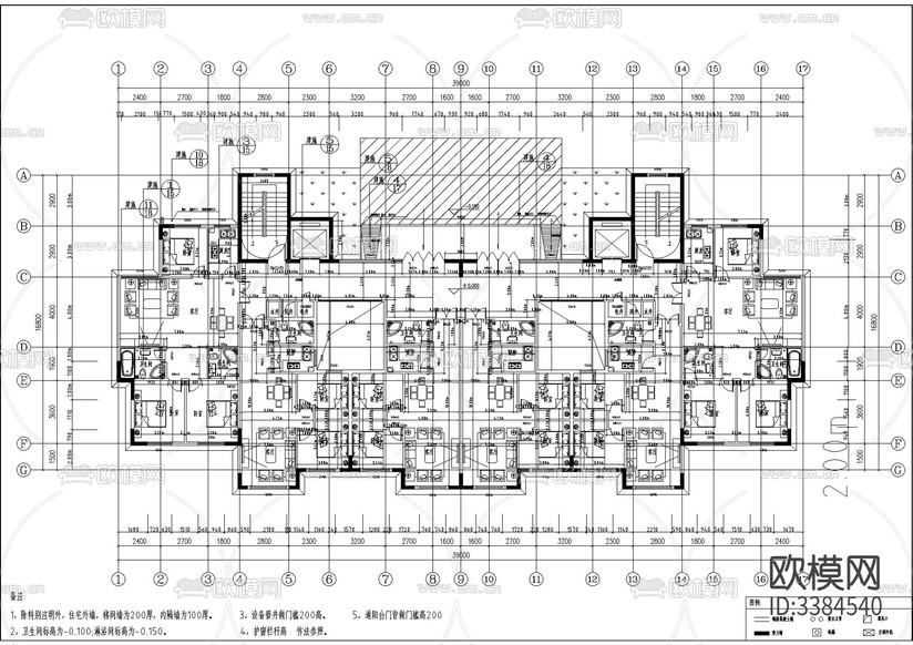 高層小區(qū)建筑CAD施工圖下載(渲染圖4)