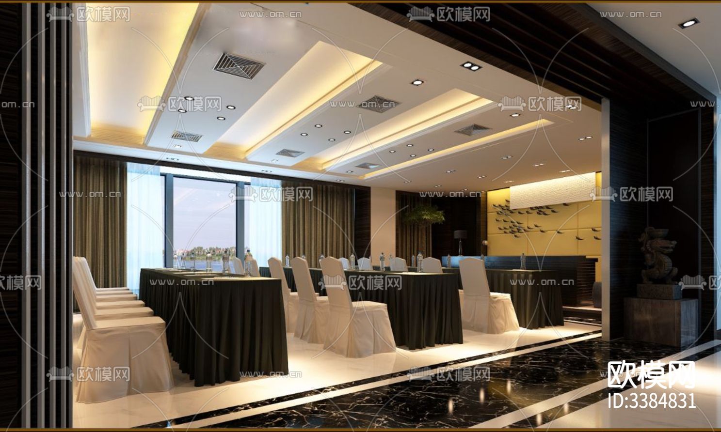 城市花园七层办公室CAD施工图下载（渲染图8）