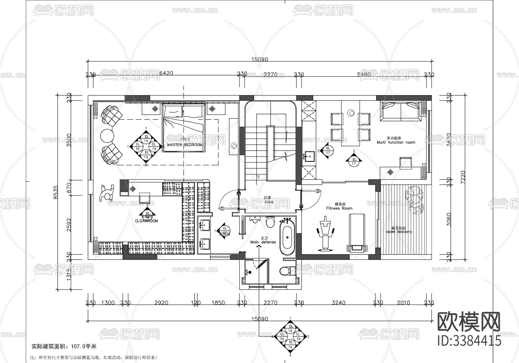 现代别墅CAD施工图下载（渲染图6）