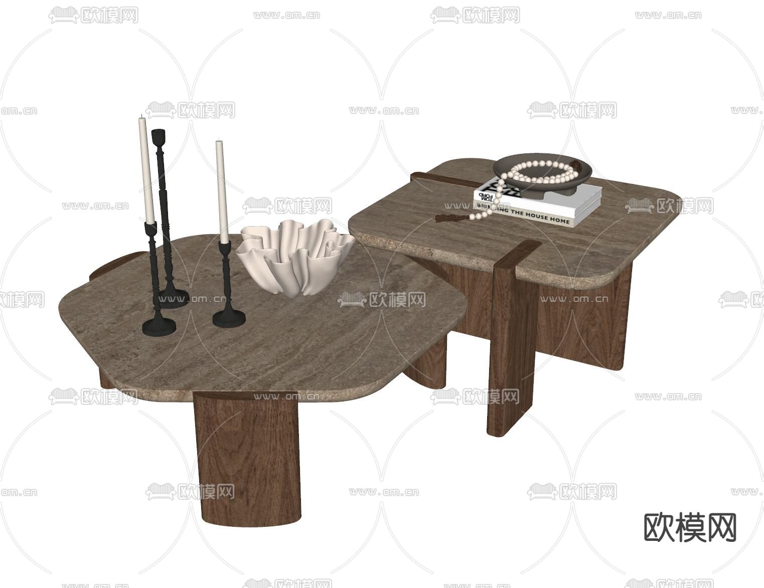 侘寂子母茶几su模型下载（渲染图1）