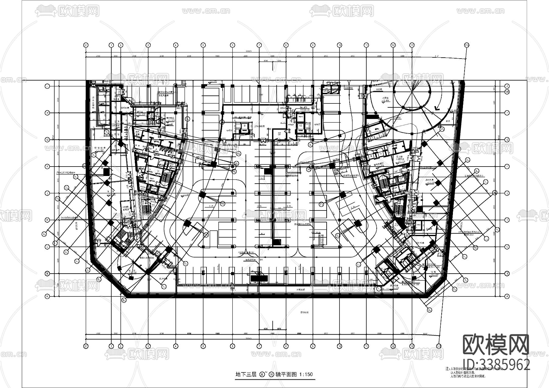 外滩CBD星级酒店cad施工图下载（渲染图2）