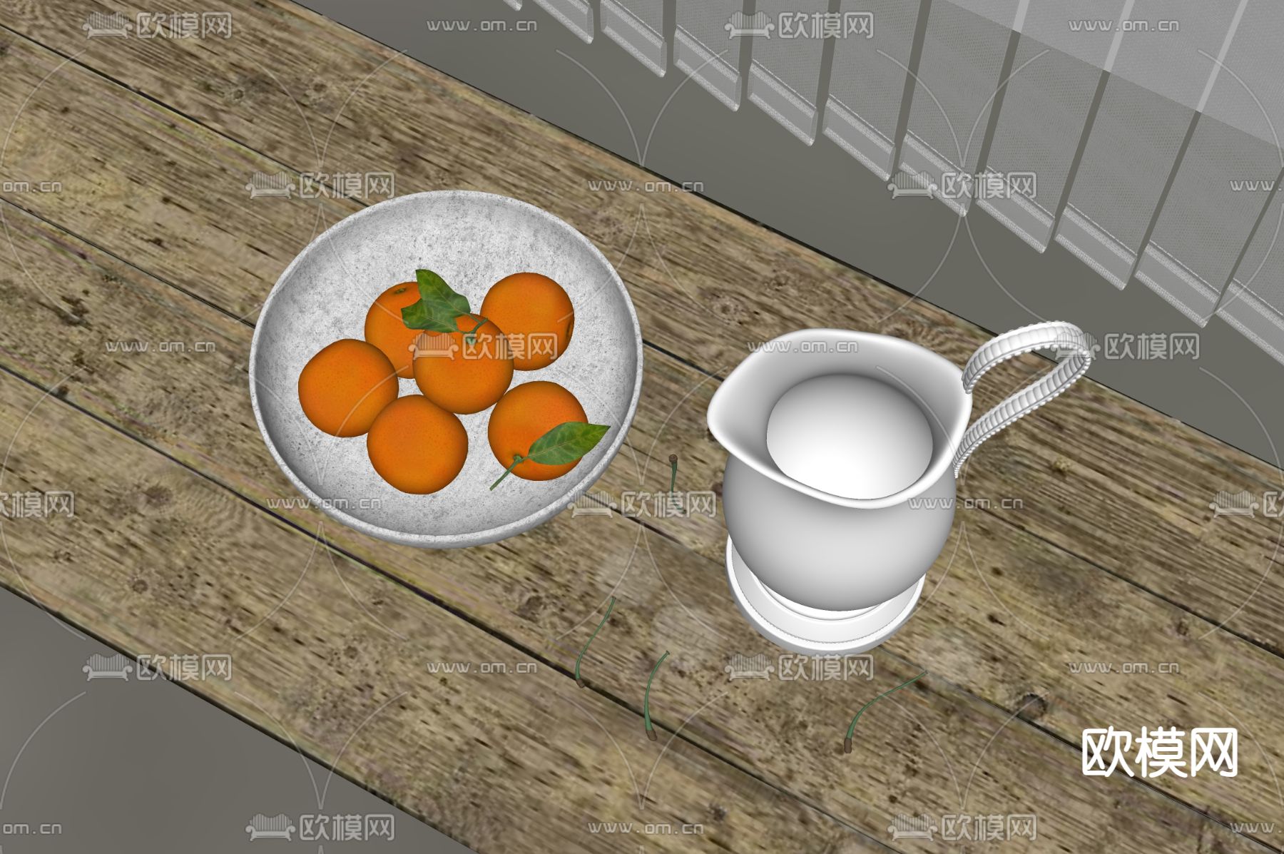 果盘 橙子 车厘子su模型下载（渲染图1）