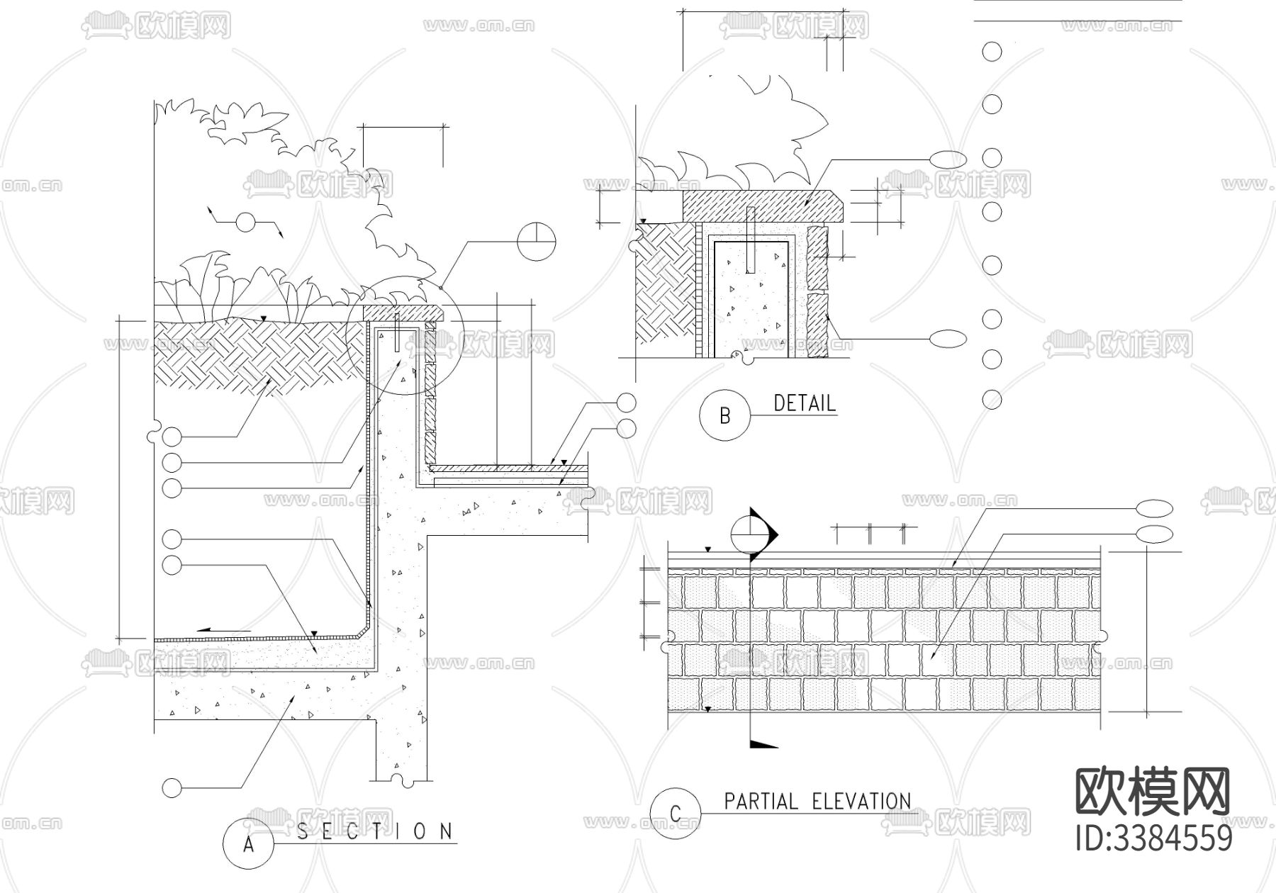 70套花坛花钵节点CAD图库下载（渲染图6）