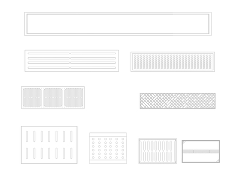  CAD排水沟篦子盖板cad图库 