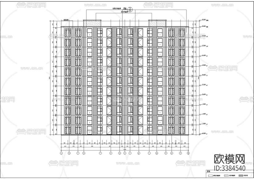 高層小區(qū)建筑CAD施工圖下載(渲染圖6)
