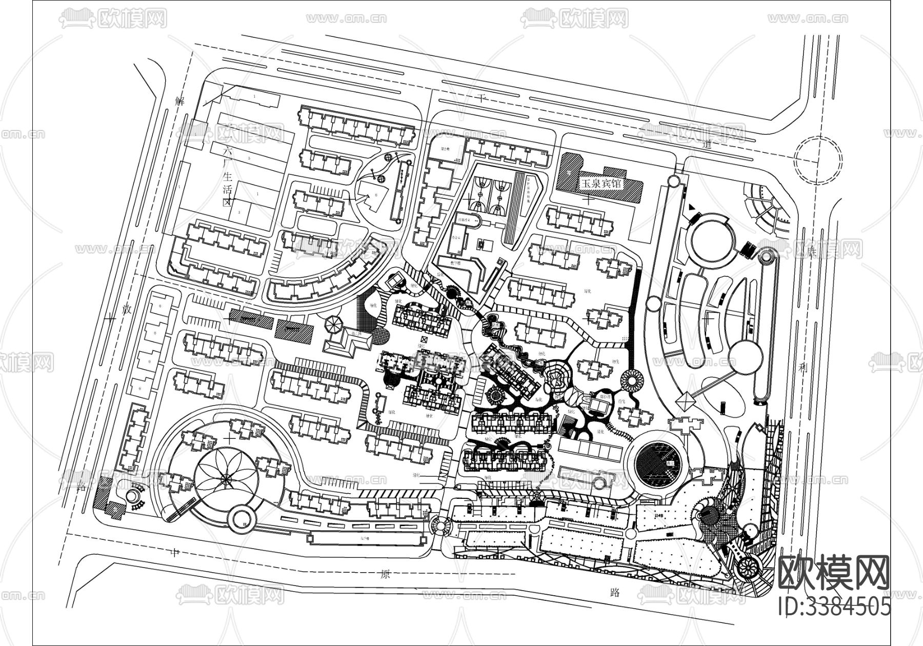 80套住宅小区CAD图库下载（渲染图4）