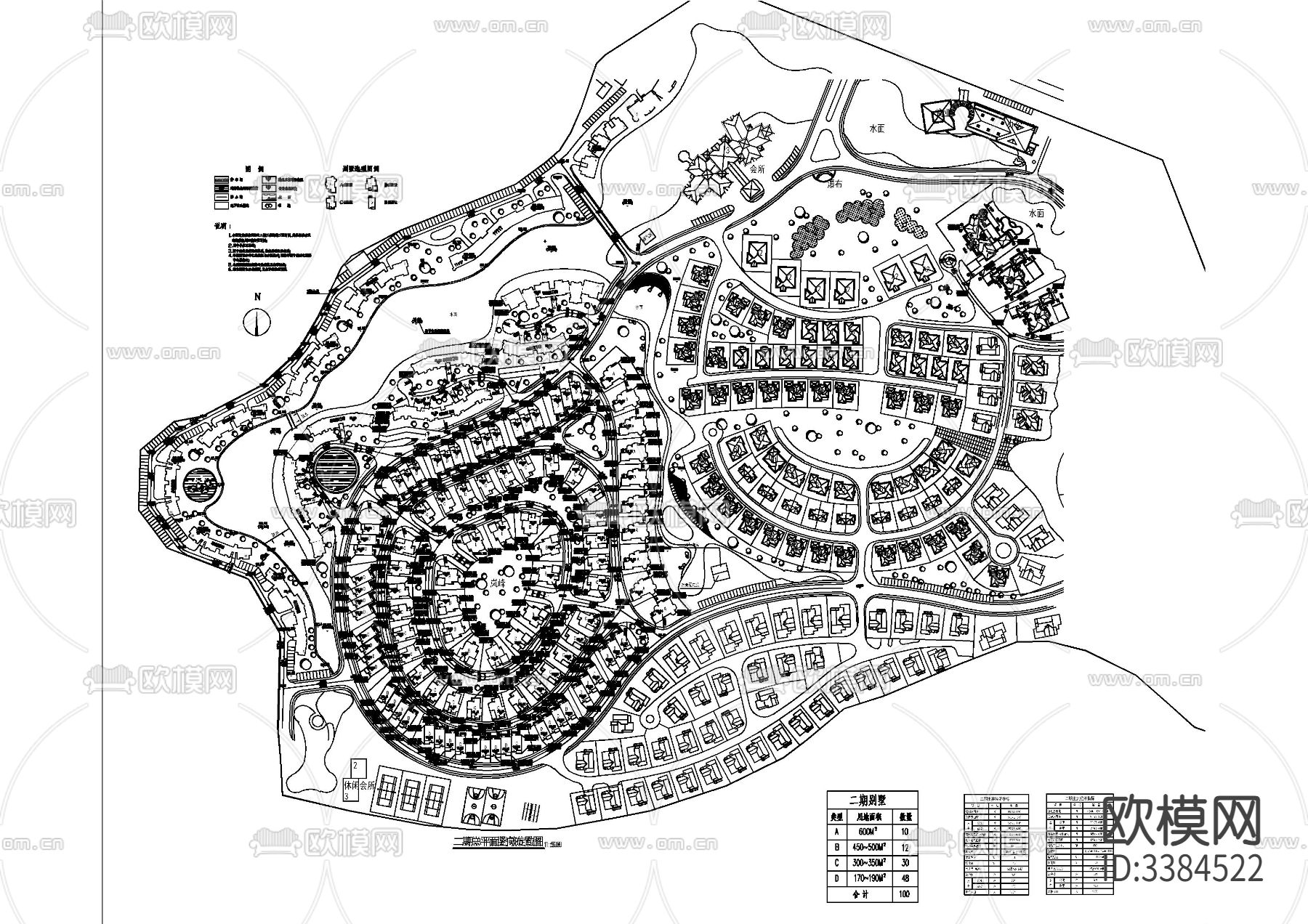 40套小区平面布置CAD图库下载（渲染图2）