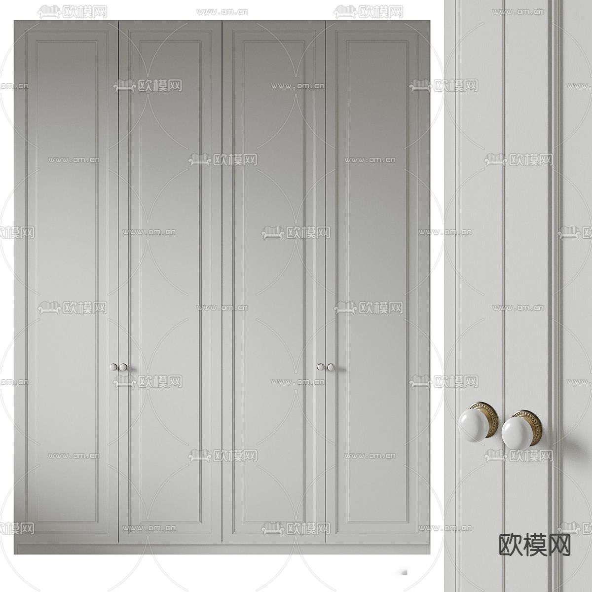 简欧衣柜su模型下载（渲染图2）