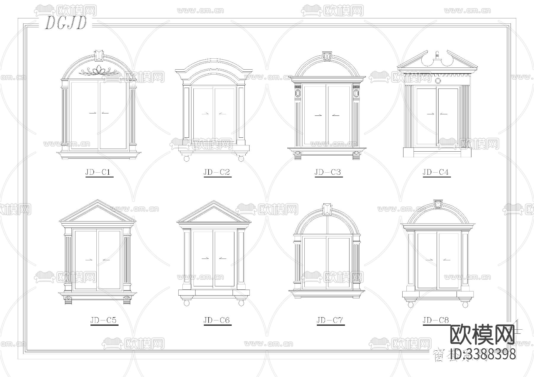欧式建筑构件cad图库下载（渲染图7）