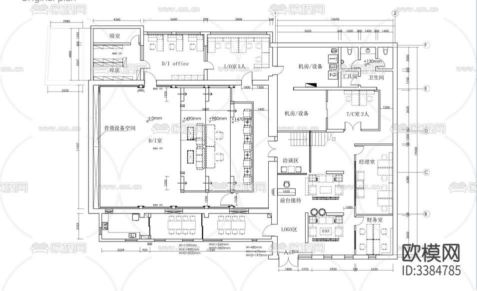 工業(yè)風(fēng)商業(yè)寫字樓辦公室cad施工圖下載(渲染圖7)