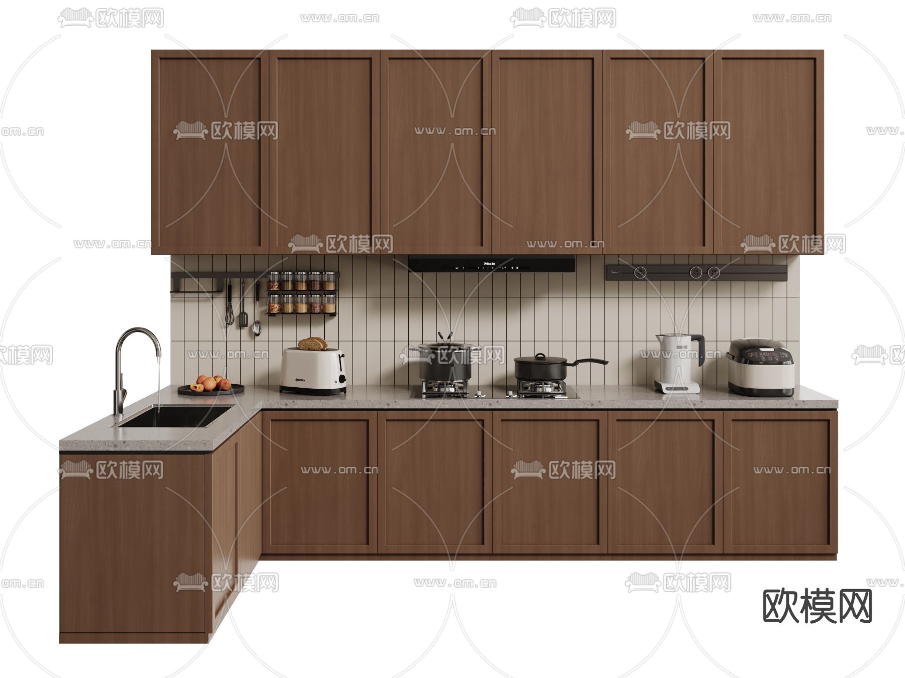 法式橱柜 L型橱柜3d模型下载