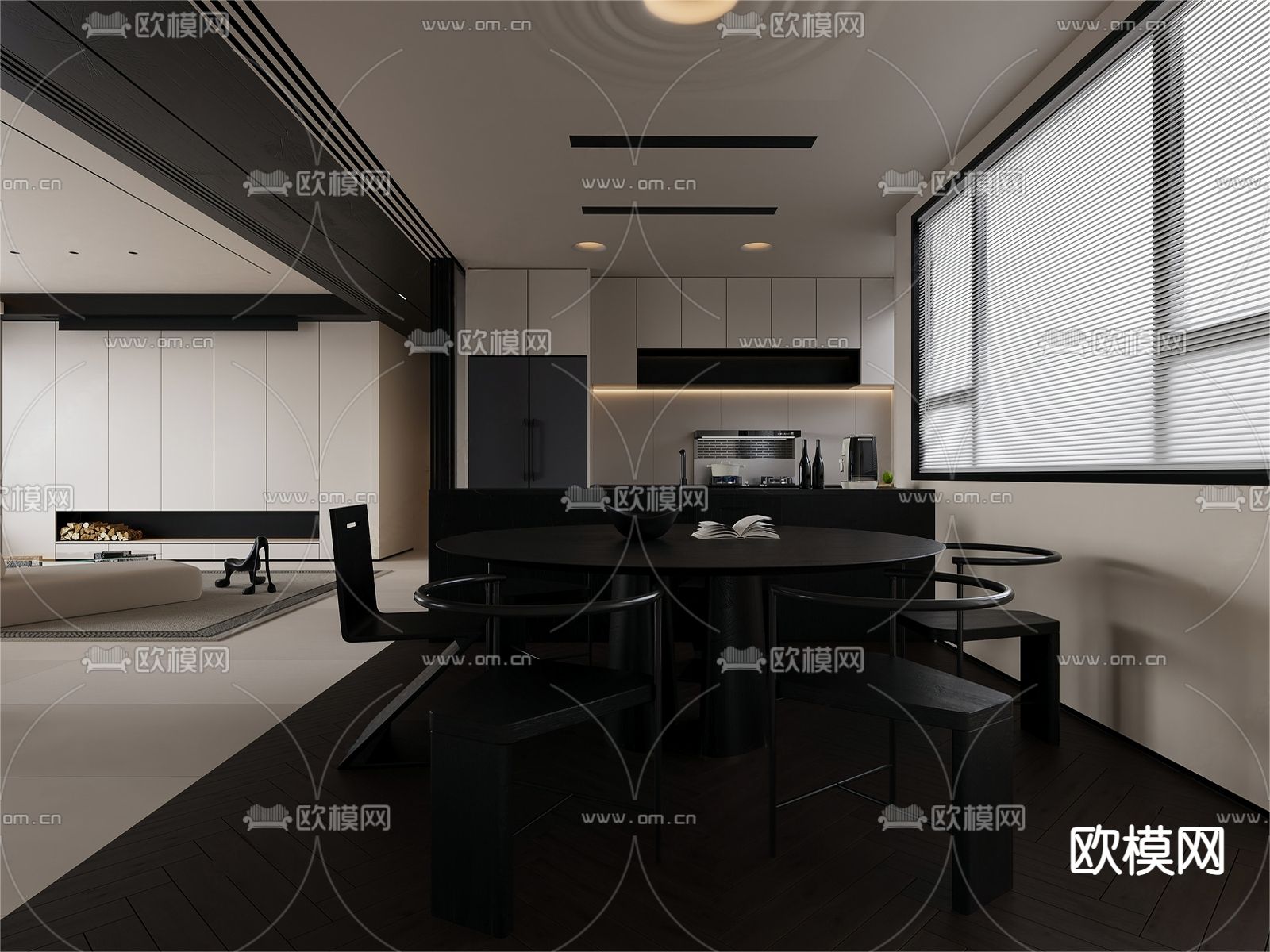 现代客餐厅3d模型下载（渲染图4）
