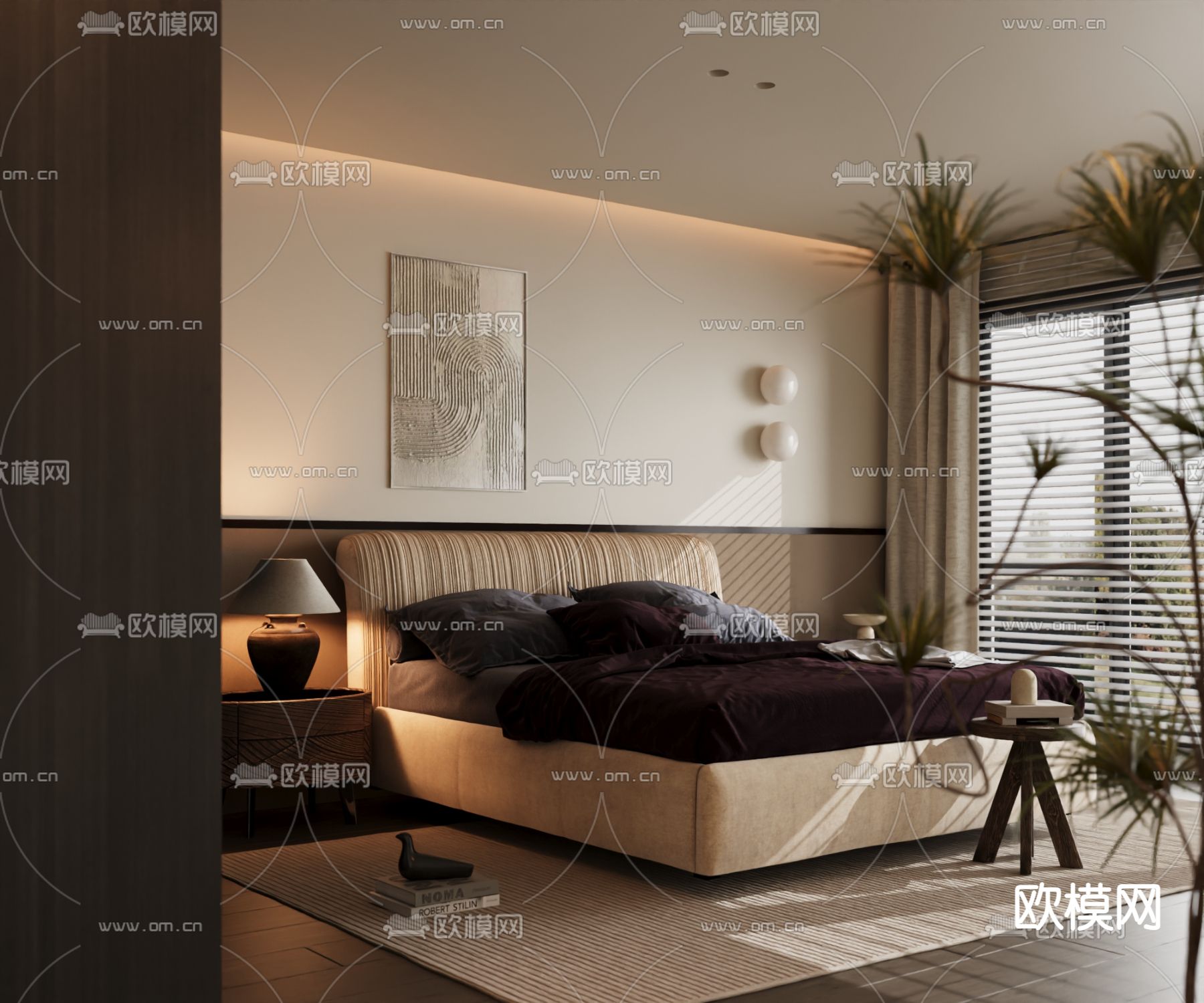 意式双人床3d模型下载