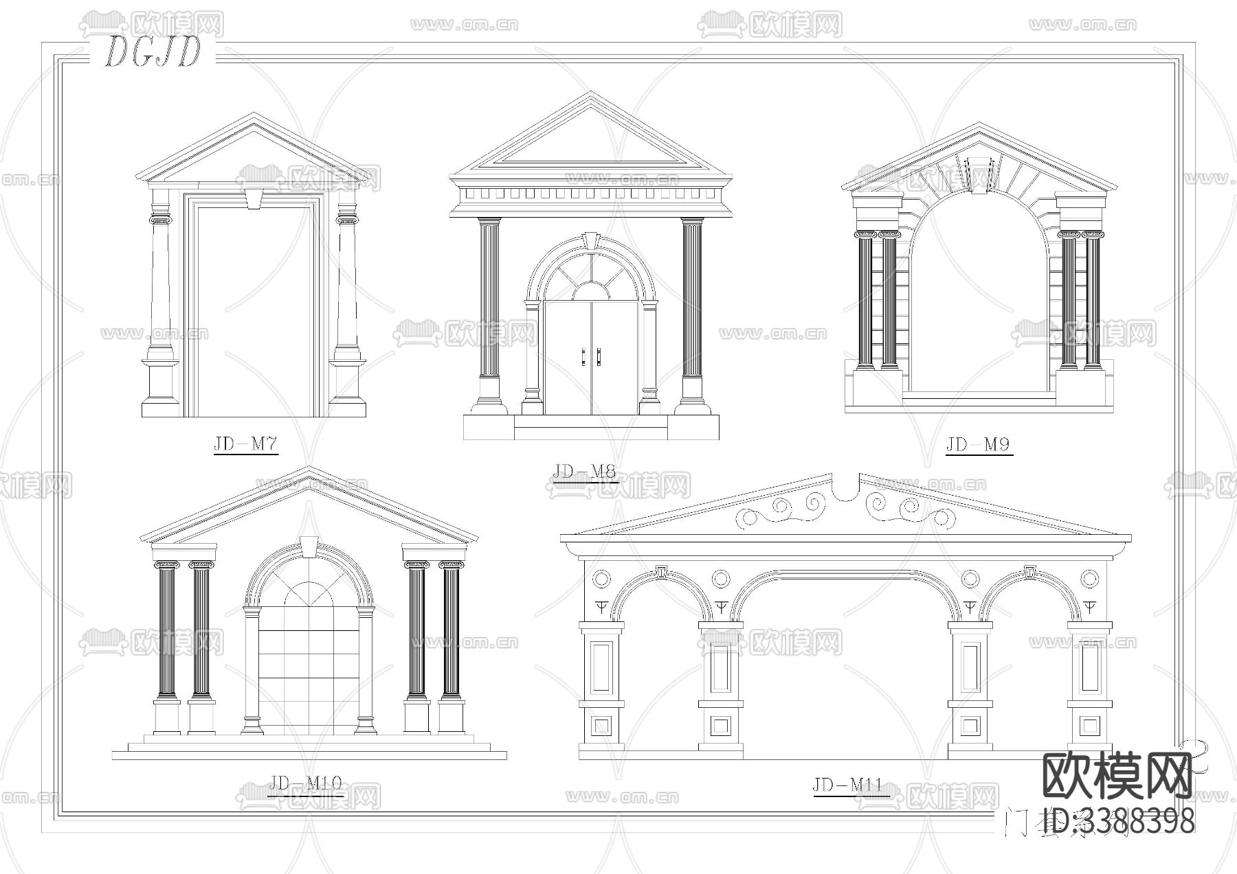 欧式建筑构件cad图库下载（渲染图3）