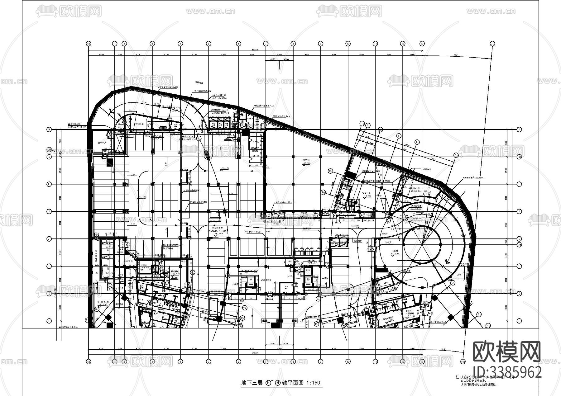 外滩CBD星级酒店cad施工图下载（渲染图1）