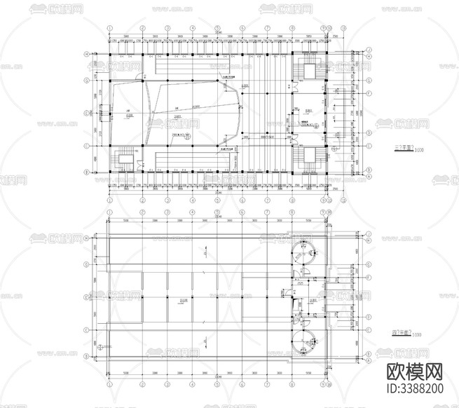 三層教堂建施cad施工圖下載(渲染圖2)