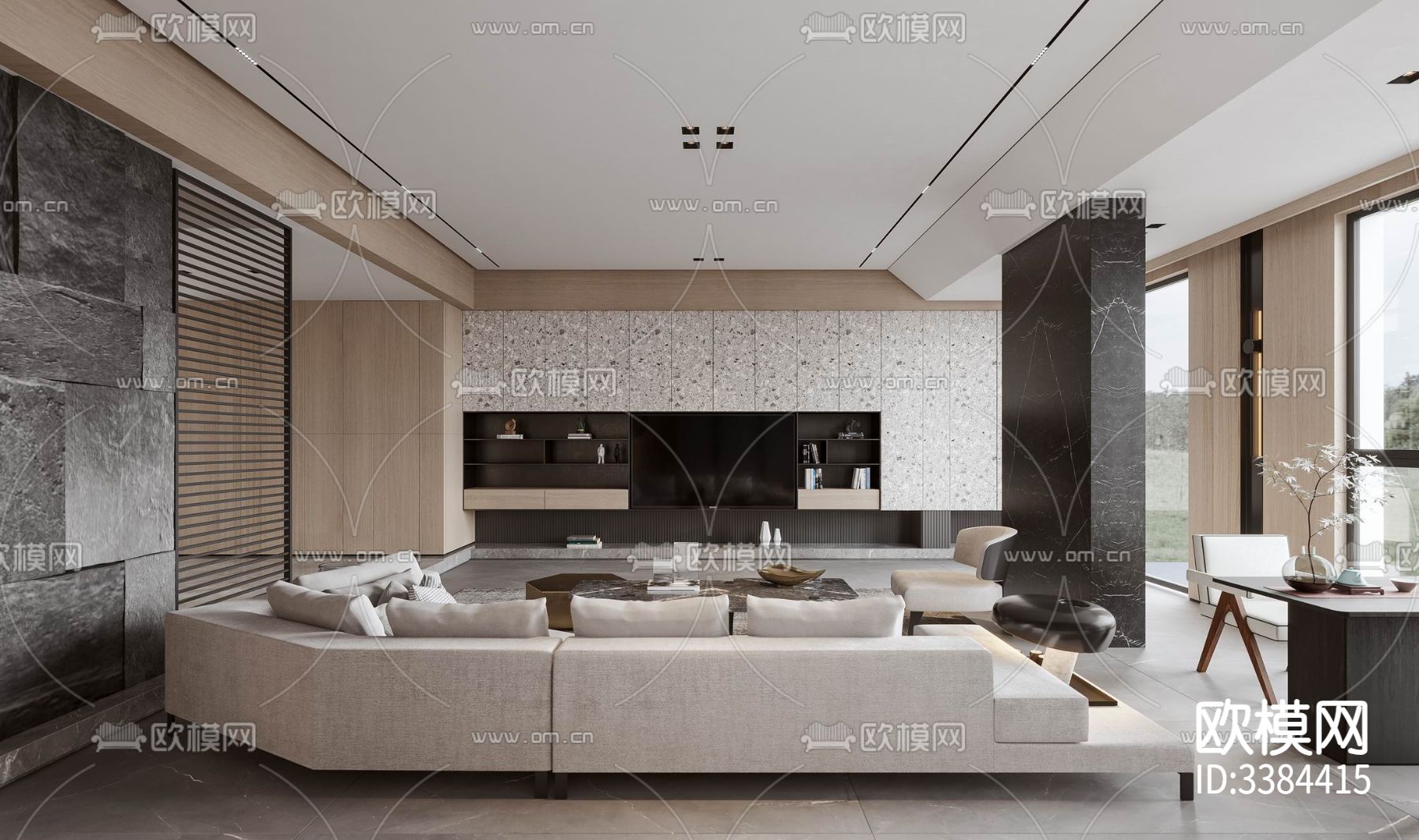 现代别墅CAD施工图下载（渲染图7）