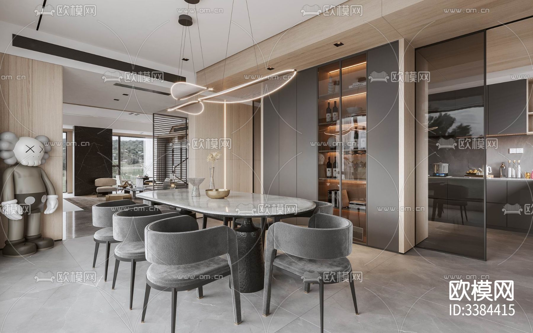 现代别墅CAD施工图下载（渲染图10）