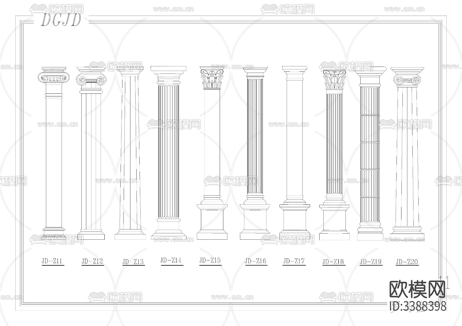 欧式建筑构件cad图库下载（渲染图6）