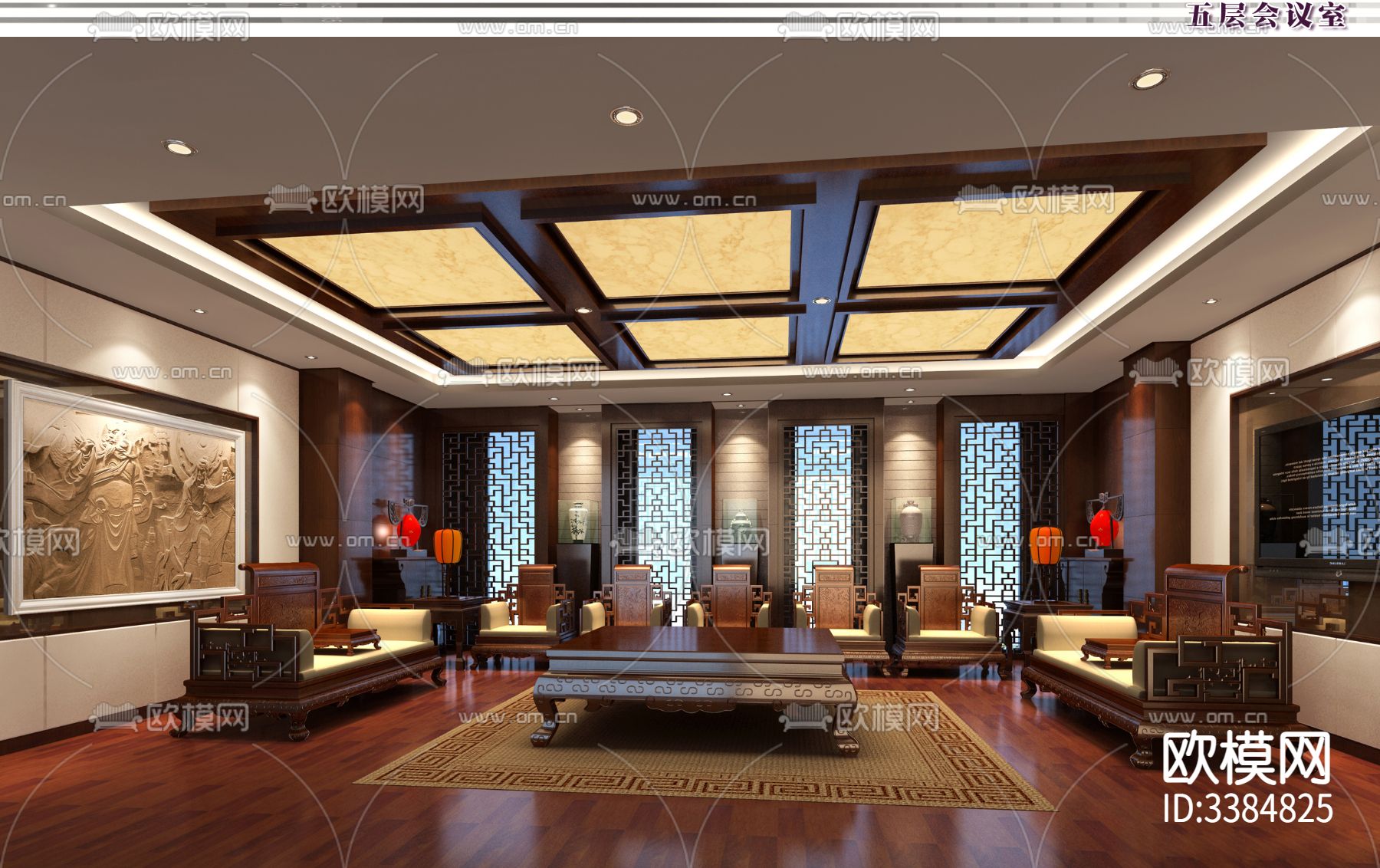 某企业办公楼办公室CAD施工图下载（渲染图9）