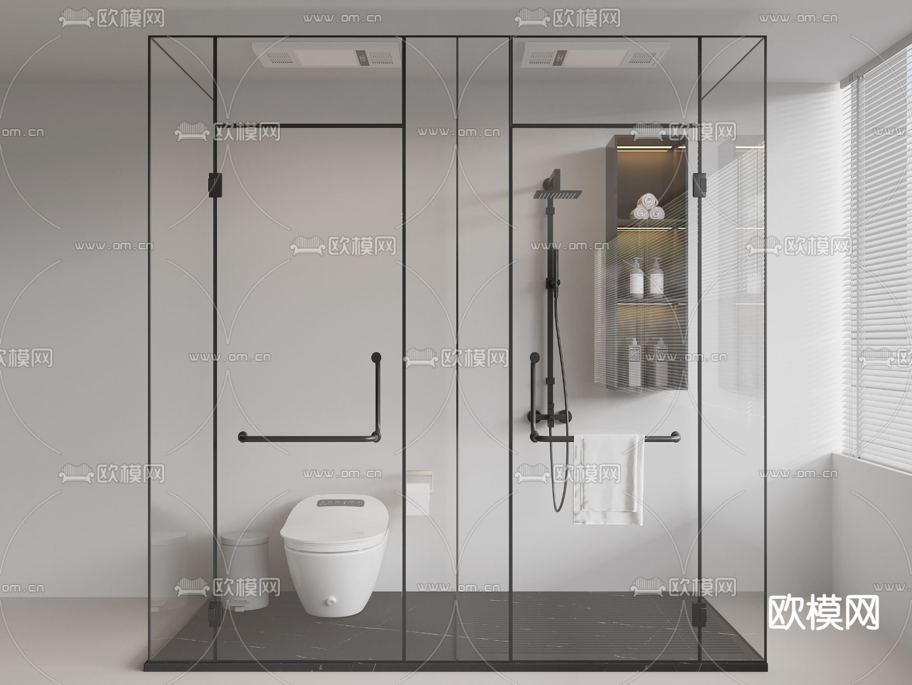 玻璃淋浴房 卫生间su模型下载（渲染图2）