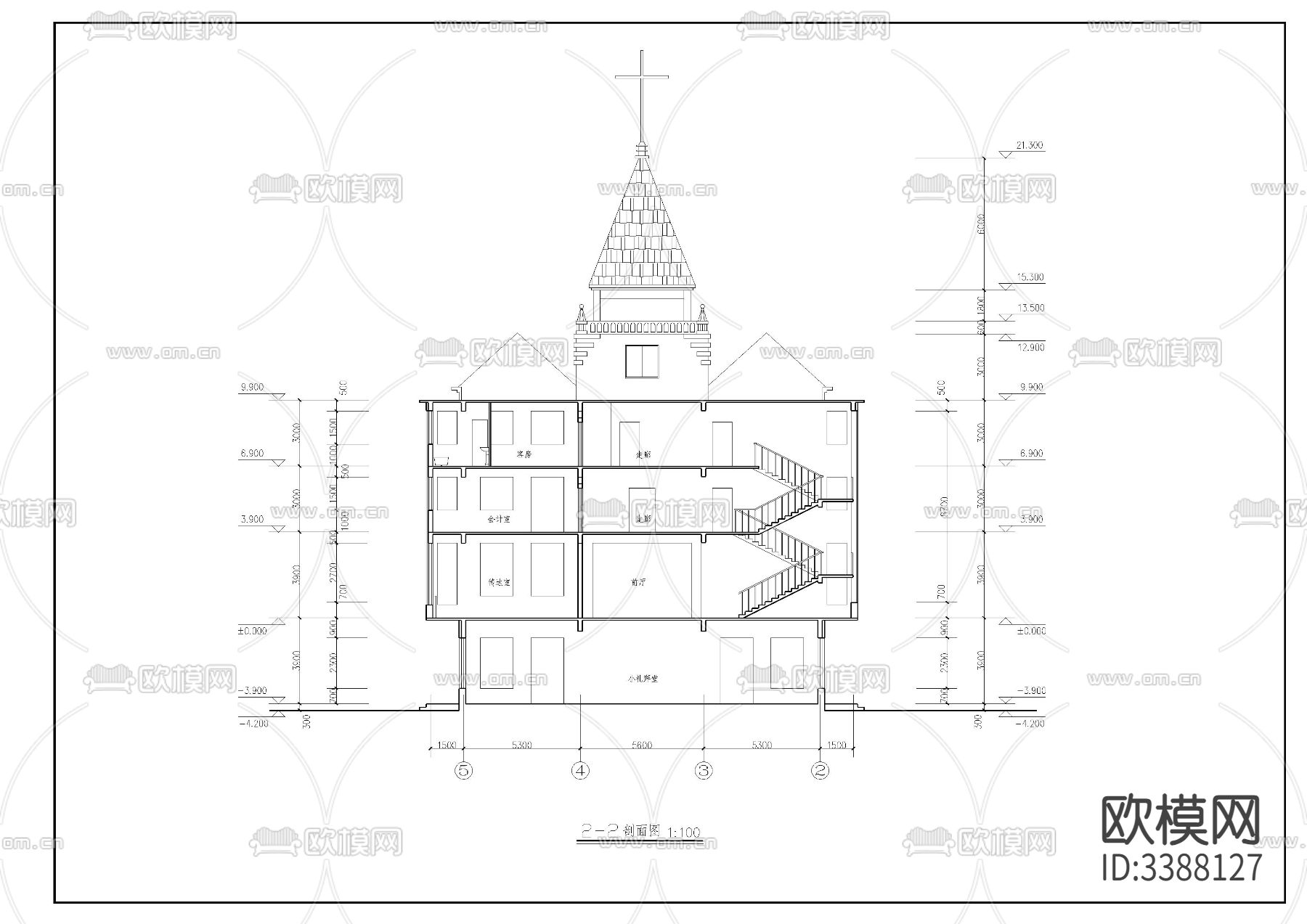 基督教會(huì)建筑圖cad施工圖下載（渲染圖10）