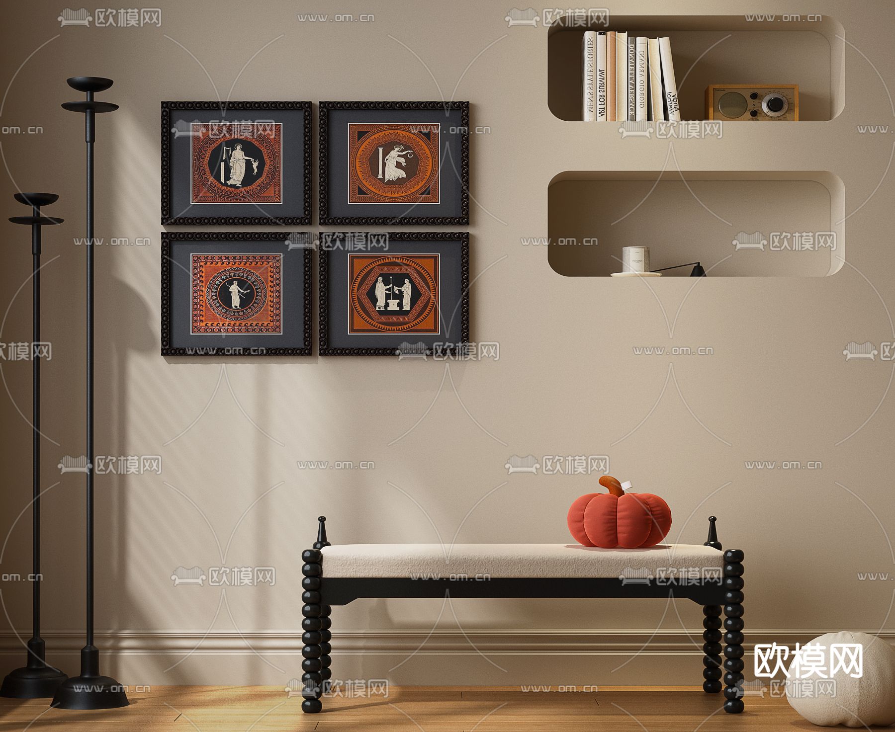 法式换鞋凳 长凳 条凳3d模型下载