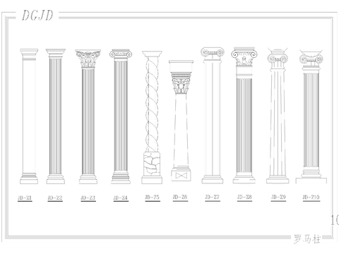  欧式建筑构件cad图库 