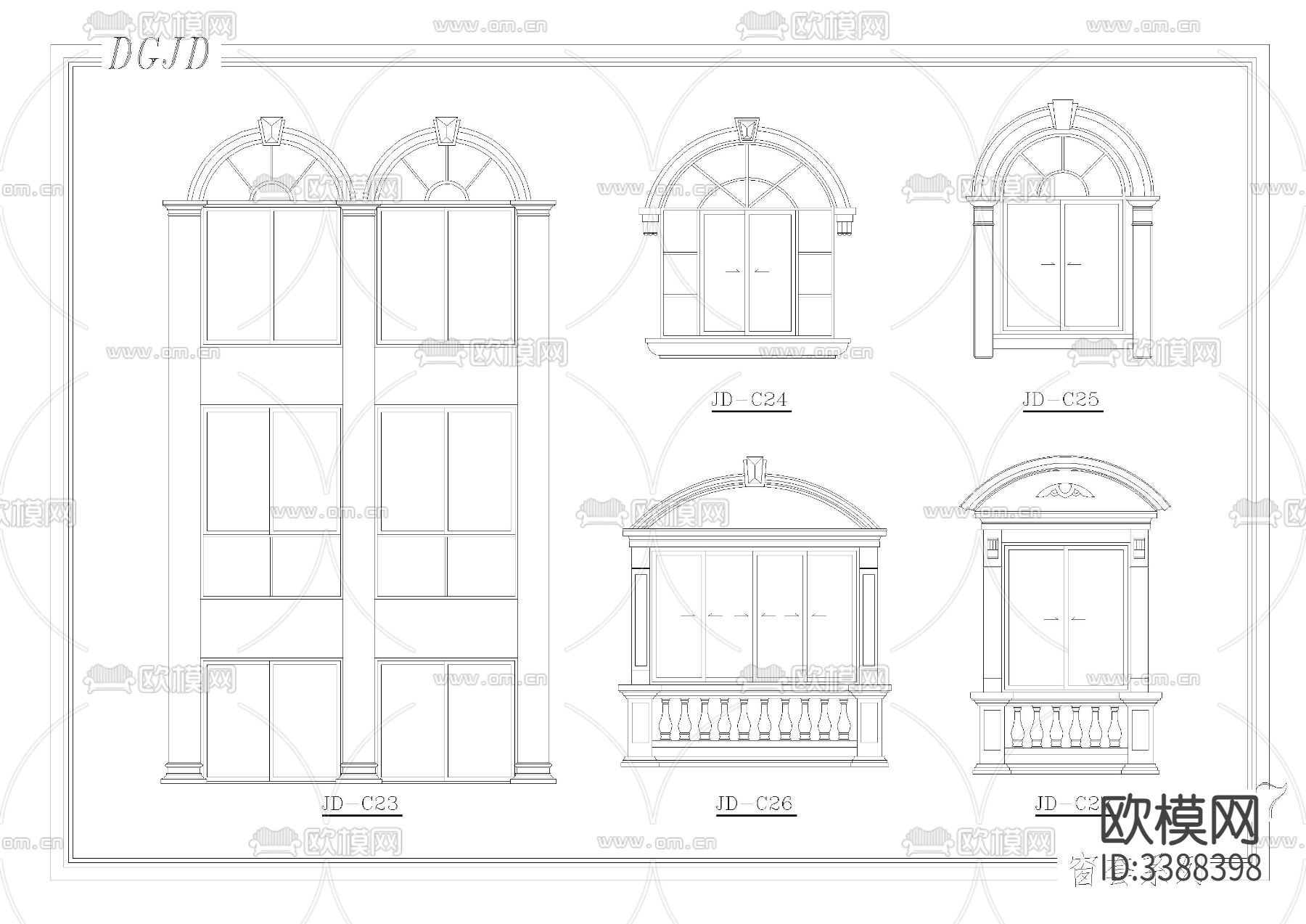 欧式建筑构件cad图库下载（渲染图10）