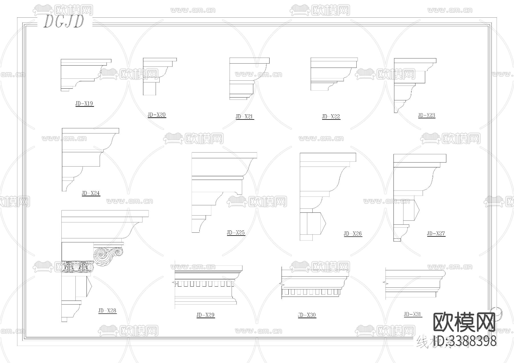 欧式建筑构件cad图库下载（渲染图5）